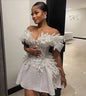 Romantic Prom Dresses 2025 Lace Pearl Mini Wedding Party Dress Handmade Flower Birthday Ball Gown African Girls Customized