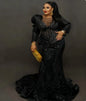 Luxury Red Mermaid Evening Dress Crystal Beading Birthday Wedding Prom Party Gowns Aso Ebi Robes De Soirée Customized