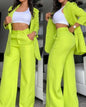 Two  Piece Sets Pants Turn Down Collar Single Breasted Tracksuit Outerwear Ankle Length Straight Pockets Loose
