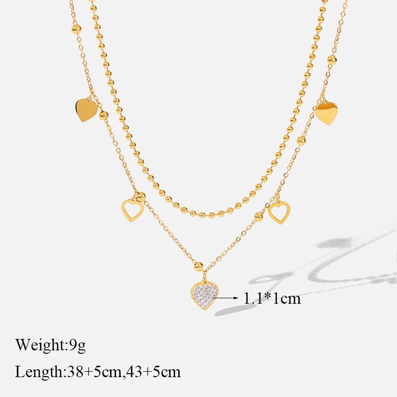 EILIECK 316L Stainless Steel Cute Love Heart Pendant Necklaces Gold Color Waterproof Chain Neck Jewelry Valentine's Day Gifts