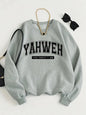 Women's Oversized Crewneck Sweatshirt with Bold Arch Lettering Print