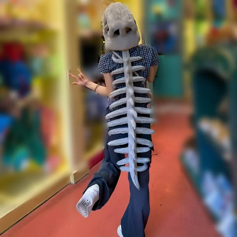 Hot Seller 3D Realistic Dinosaur Skeleton Costume Set Funny Headgear Cosply Dress up Clothing Plush Toys Creative Gifts