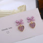Pink Color Flower Drop Earrings for Women Summer Geometry Heart Leaf Butterfly Brincos Party Ear Jewelry Valentine's Day Gift