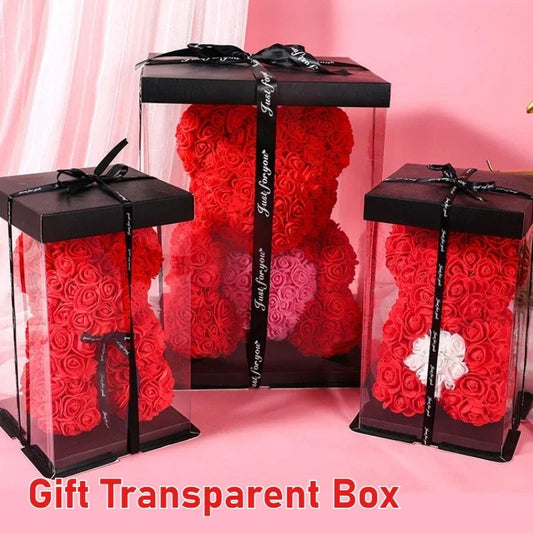 Artificial Rose Bear Flower Valentine's Day Gift Birthday Anniversary Gift with DIY Gift Box Packaging Wedding Decoration