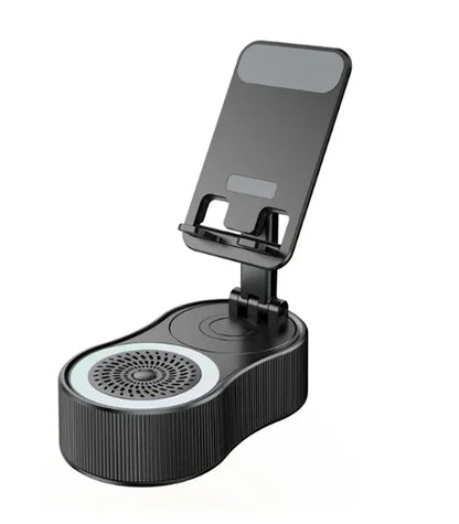 Wireless Speaker with Colorful Ambient Light 360°rotatable Adjustable FoldingLift-non-slip Phone Holder 5.3 HDSurround Subwoofer