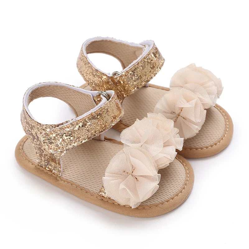 Summer Cute flower  Newborn Baby Shoes Non-slip Cloth Bottom Shoes For Girls Elegant Breathable Leisure Baby First Walking Shoes
