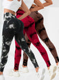 Tie Dye Seamless Leggings for Women High Waist Yoga Pants Scrunch Butt Lifting Elastic Tights Wide Waistband Sports Leggings