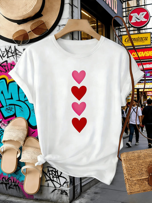Love Print Summer New T-shirt for Women Loose Sweat Streetwear Short Sleeve Fashion Classic Top Women Casual Tshirt Clothing