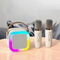 K12 Wireless Bluetooth Speaker Multifunction with 2 Microphone RGB Portable Music Player Karaoke Machine for Child Home Gift