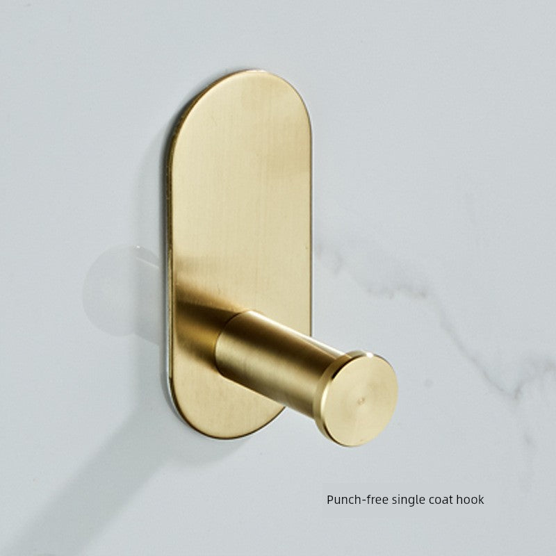 Shengruijia Brushed Gold Stainless Steel Clothes Hook Towel Bar