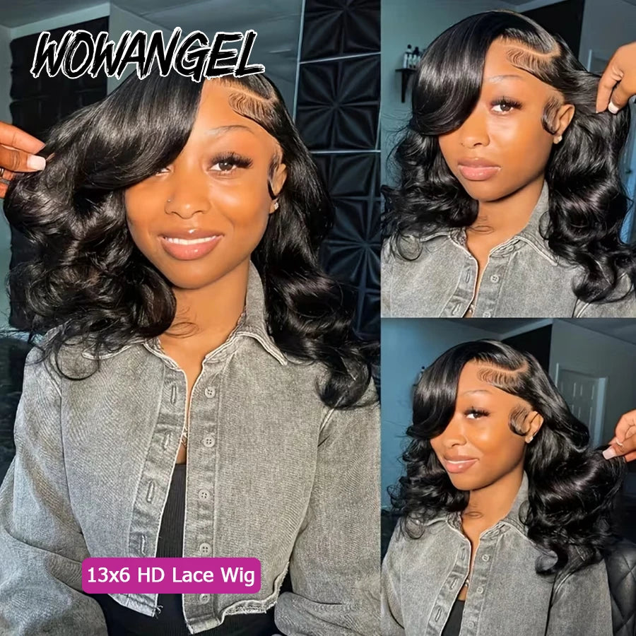 250% Body Wave Bob Wigs 100% Human Hair Wigs 13x6 HD Lace Frontal Wigs Pre Plucked Short Bob Full Frontal Wig For Balck Women