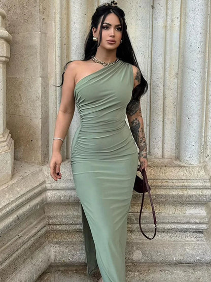 Maxi Dress Women Split Sleeveless Backless Slim Dress Casual Streetwear Elegant Dresses