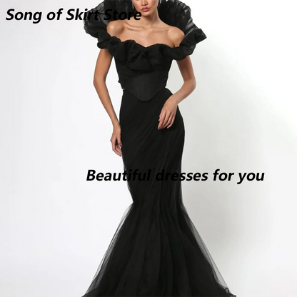 Black Prom Dresses Off The Shoulder Mermaid Prom Gowns for Women 2025 Sleeveless Floor Length Formal Party Gown Customized