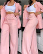 Two  Piece Sets Pants Turn Down Collar Single Breasted Tracksuit Outerwear Ankle Length Straight Pockets Loose