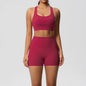 2PCS Sets Sportswear With Pocketed Yoga Suits For Women  Sports Shorts Crossover Bra Gym Leggings
