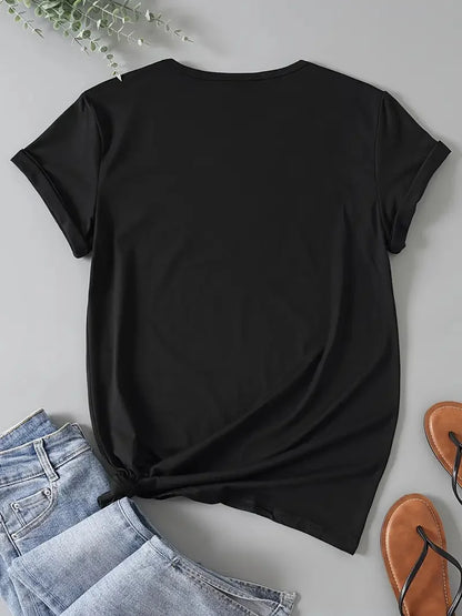 Plus Size Mama Prays Print Crew Neck T-shirt - Casual Short Sleeve Top Women's Clothing - Comfortable and Stylish Tee for Everyd