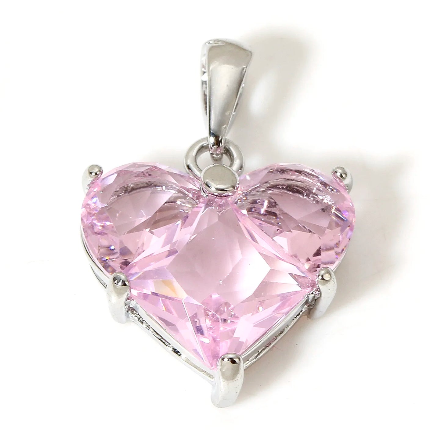 1pc New Mini Brass Charms Gold Color Valentine's Day Heart Multicolour Cubic Zirconia Pendant DIY Necklace Jewelry 20mm x 14mm
