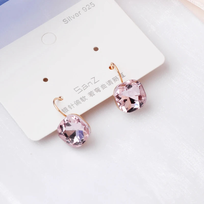Pink Color Flower Drop Earrings for Women Summer Geometry Heart Leaf Butterfly Brincos Party Ear Jewelry Valentine's Day Gift