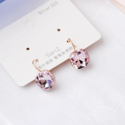 Pink Color Flower Drop Earrings for Women Summer Geometry Heart Leaf Butterfly Brincos Party Ear Jewelry Valentine's Day Gift