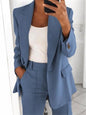 Women's blazer casual long-sleeved top solid color suit collar button plus size blazer