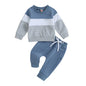 Baby Boy Pant Sets Autumn Clothes 2 Piece Outfits Contrast Color Long Sleeve Sweatshirt and Elastic Pants Baby Items