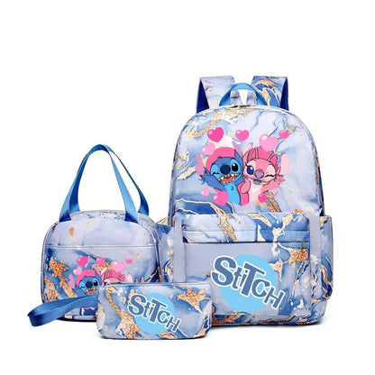 3Pcs Stitch Print Backpack Set, With Tote and Pouch, Large Capacity Lightweight And Pouch