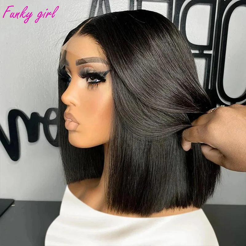 Hair 13x4 Straight Lace Frontal Bob Wig 8-14 Inches Pre Plucked 100% Human Hair Wigs Brazilian Remy Bone Straight Bob Summerverbes