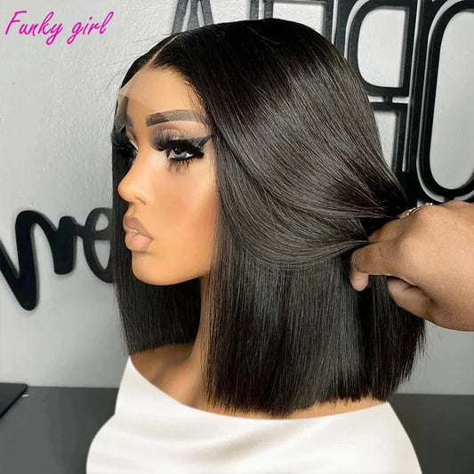 Hair 13x4 Straight Lace Frontal Bob Wig 8-14 Inches Pre Plucked 100% Human Hair Wigs Brazilian Remy Bone Straight Bob Summerverbes