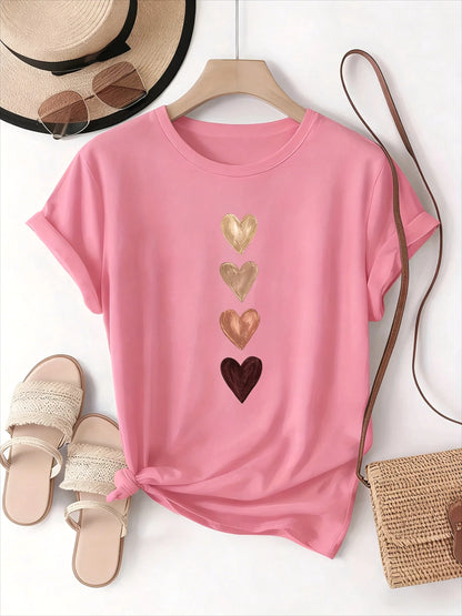 Love Print Summer New T-shirt for Women Loose Sweat Streetwear Short Sleeve Fashion Classic Top Women Casual Tshirt Clothing
