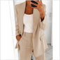 Women's blazer casual long-sleeved top solid color suit collar button plus size blazer