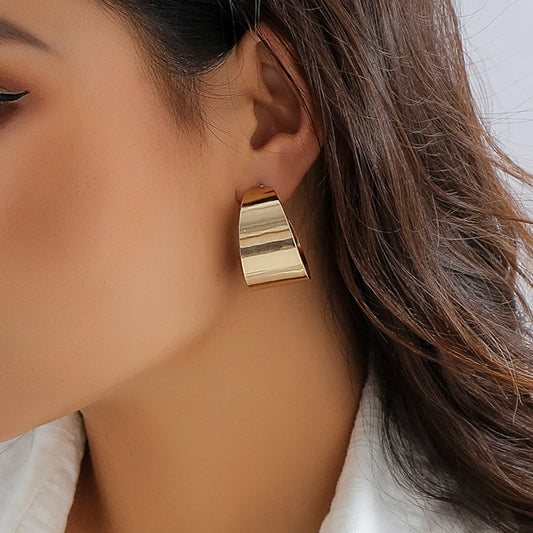 Simple Round Circle Geometric C Shapled Hoop Earrings Women Goth Gold Color Thick Metal Piercing Hoops Earrings Y2K Accessories