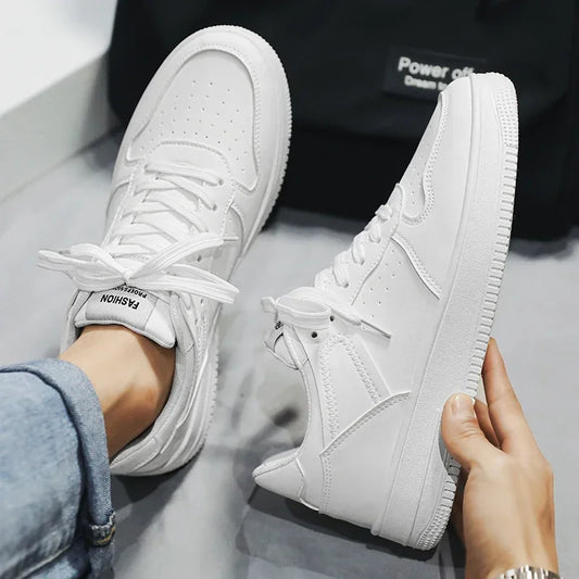 Men's Sneakers Casual Sports Shoes for Men Lightweight PU Leather Breathable Shoe Mens Flat White Tenis Shoes Zapatillas Hombre