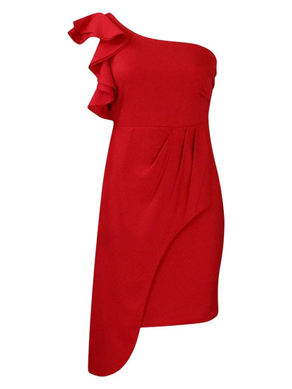 Summer Dress for Women Ruffle Edge Wrapped Pencil Skirt Solid Dresses
