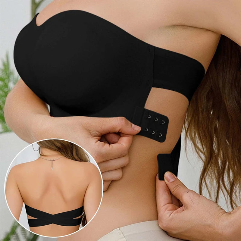 Removable Padded Soft Ice Silk Traceless Women Brasseries Wire Free Seamless Bra For Women Strapless Bra