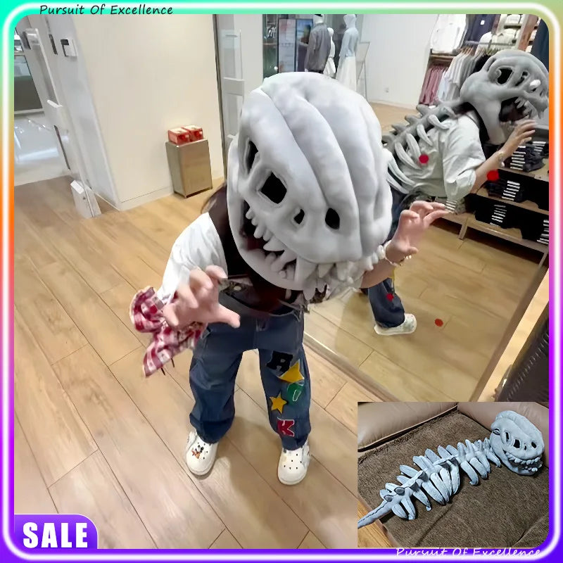 Hot Seller 3D Realistic Dinosaur Skeleton Costume Set Funny Headgear Cosply Dress up Clothing Plush Toys Creative Gifts