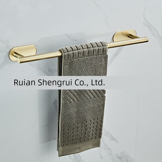 Shengruijia Brushed Gold Stainless Steel Clothes Hook Towel Bar