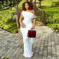 Casual Pure Color Shoulder Insert Dress Elegant Long Sleeve Street Style Midi Skirt for Women Fashionable T-Shirt Neck Design