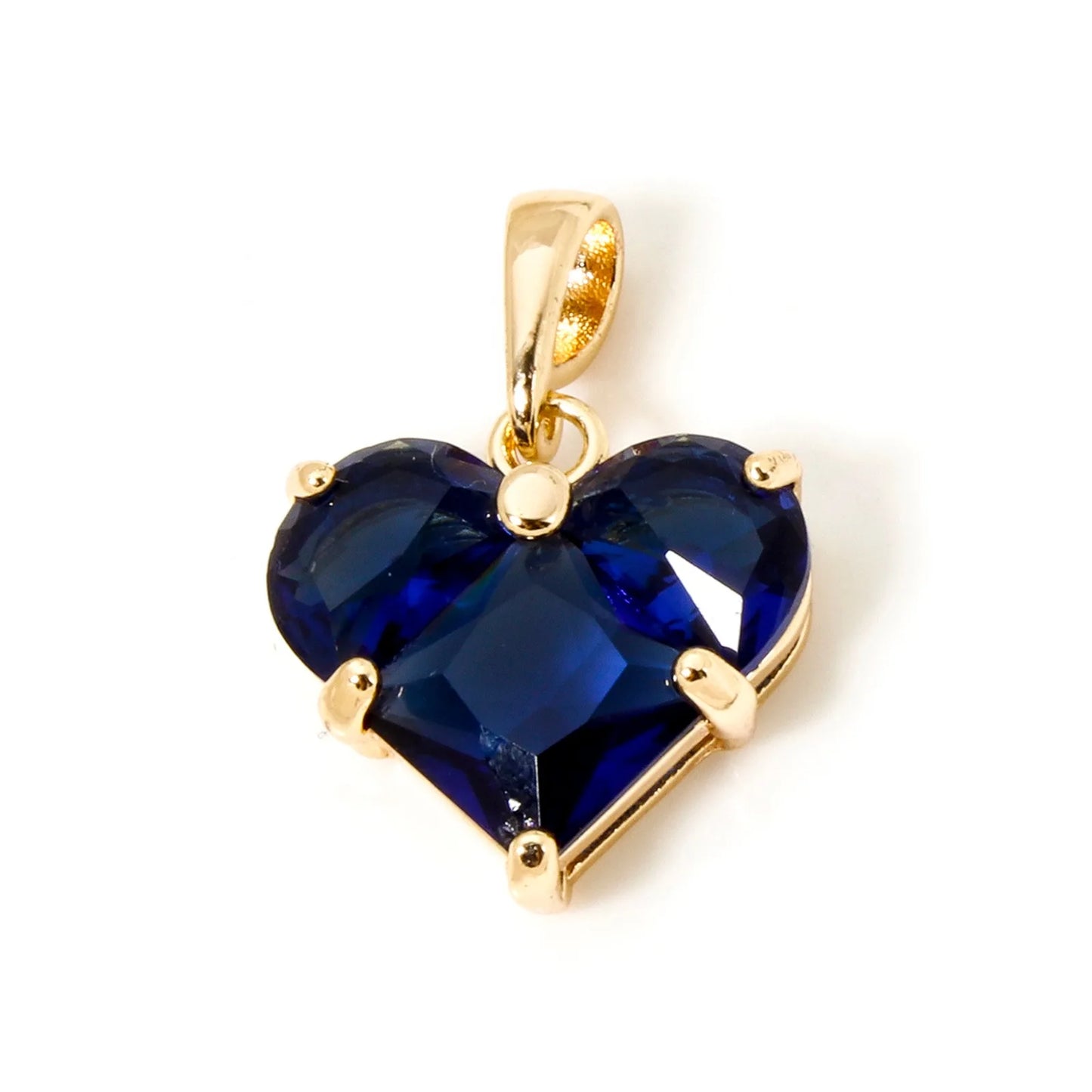 1pc New Mini Brass Charms Gold Color Valentine's Day Heart Multicolour Cubic Zirconia Pendant DIY Necklace Jewelry 20mm x 14mm