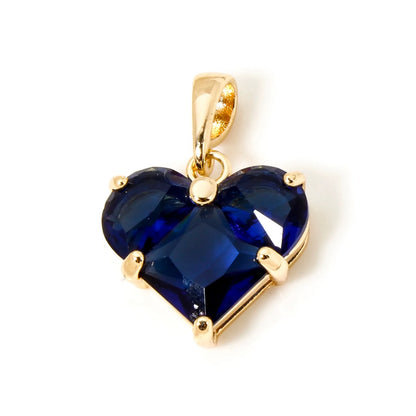 1pc New Mini Brass Charms Gold Color Valentine's Day Heart Multicolour Cubic Zirconia Pendant DIY Necklace Jewelry 20mm x 14mm