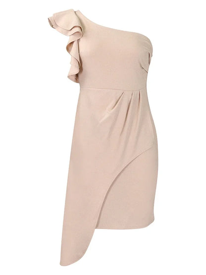 Summer Dress for Women Ruffle Edge Wrapped Pencil Skirt Solid Dresses