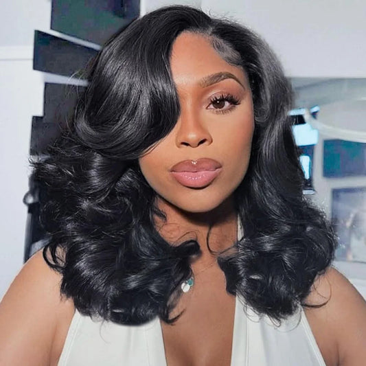 Short Body Wave Bob Wig 13x4 Transparent Lace Frontal Wig 100% Human Hair Brazilian Pre Plucked Wigs For Women 250% Density