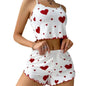 Women's Pajama Set Breathable Soft Casual Love Printed Design Sweet Home Strap Shorts Pajamas