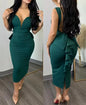 Women Elegant Dresses For Party Plunge Ruffle Hem Backless Party Dress Summer Spring Fashion Casual
