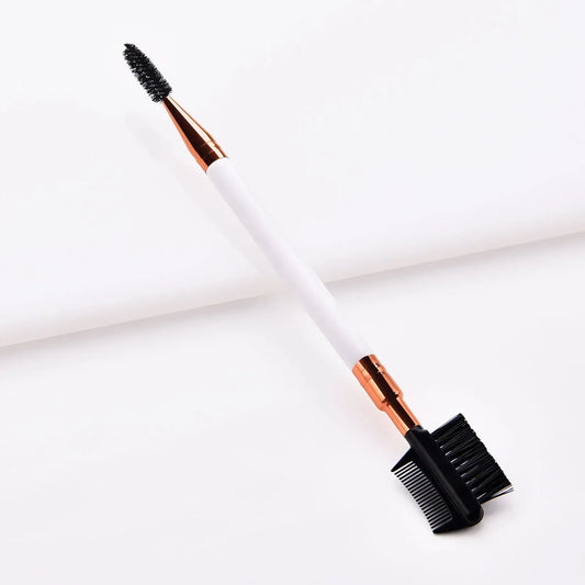 Double Ended Wood Handle Eyebrow Brush Eyelash Brush 2 In 1 Professional Makeup Brush Eyelash Spiral Diagonal Corner Brush
