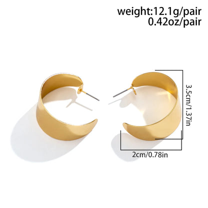 Simple Round Circle Geometric C Shapled Hoop Earrings Women Goth Gold Color Thick Metal Piercing Hoops Earrings Y2K Accessories