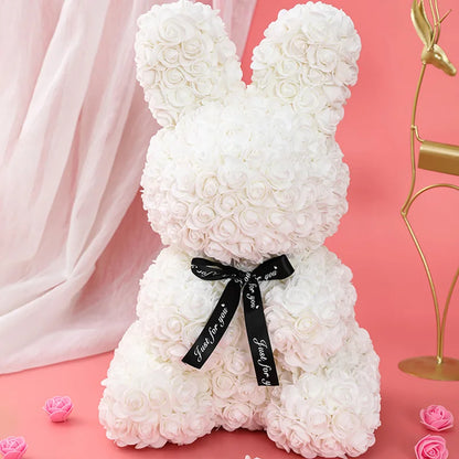 Rose Rabbit NEW Valentines Day Gifts 27cm Flower Rabbits Artificial Floral Decorations Mother' DAY Gift For Girlfriend Festival