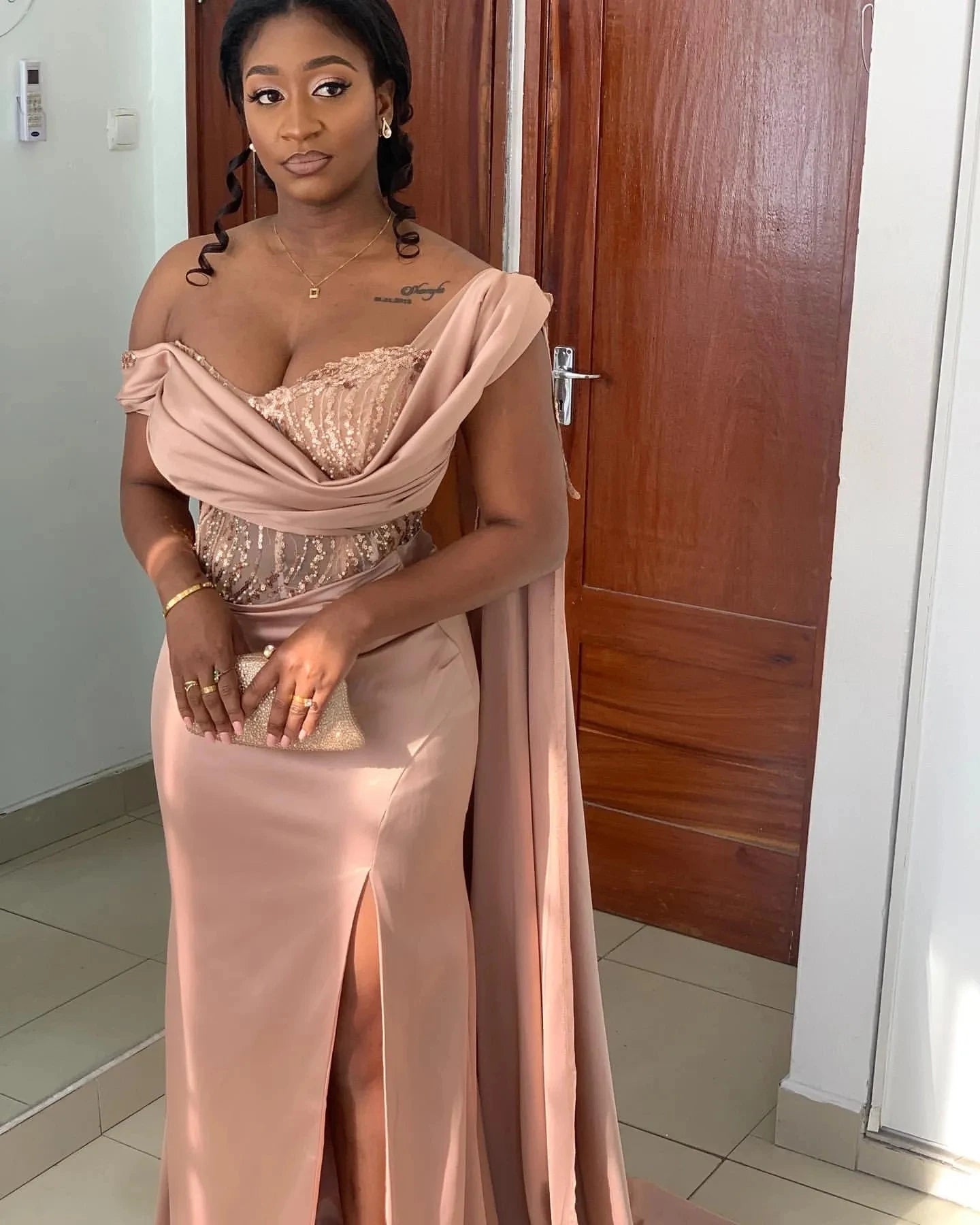 Customized Elegant Mermaid Evening dress Satin One-shoulder PROM Party Bridesmaid birthday Dress for Special occasions