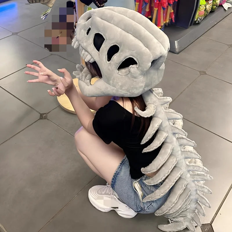 Hot Seller 3D Realistic Dinosaur Skeleton Costume Set Funny Headgear Cosply Dress up Clothing Plush Toys Creative Gifts