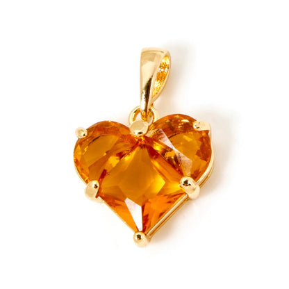 1pc New Mini Brass Charms Gold Color Valentine's Day Heart Multicolour Cubic Zirconia Pendant DIY Necklace Jewelry 20mm x 14mm