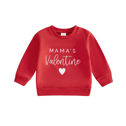 VISgogo Baby Casual Sweatshirt Long Sleeve Crew Neck Hoodie Letters Heart Print Valentine’s Day Clothes for Girls Boys